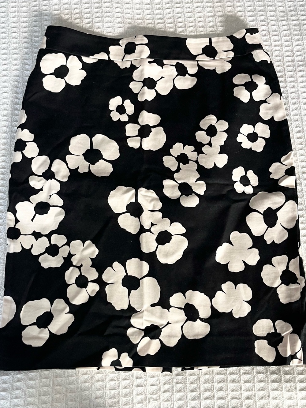 LOFT Black Pencil Skirt with White Floral Print